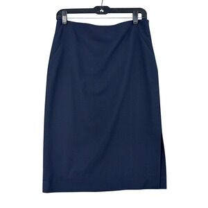 Ann Taylor Navy Blue Pencil Skirt Size 4 Stretch Career Business Side Zip Skirt